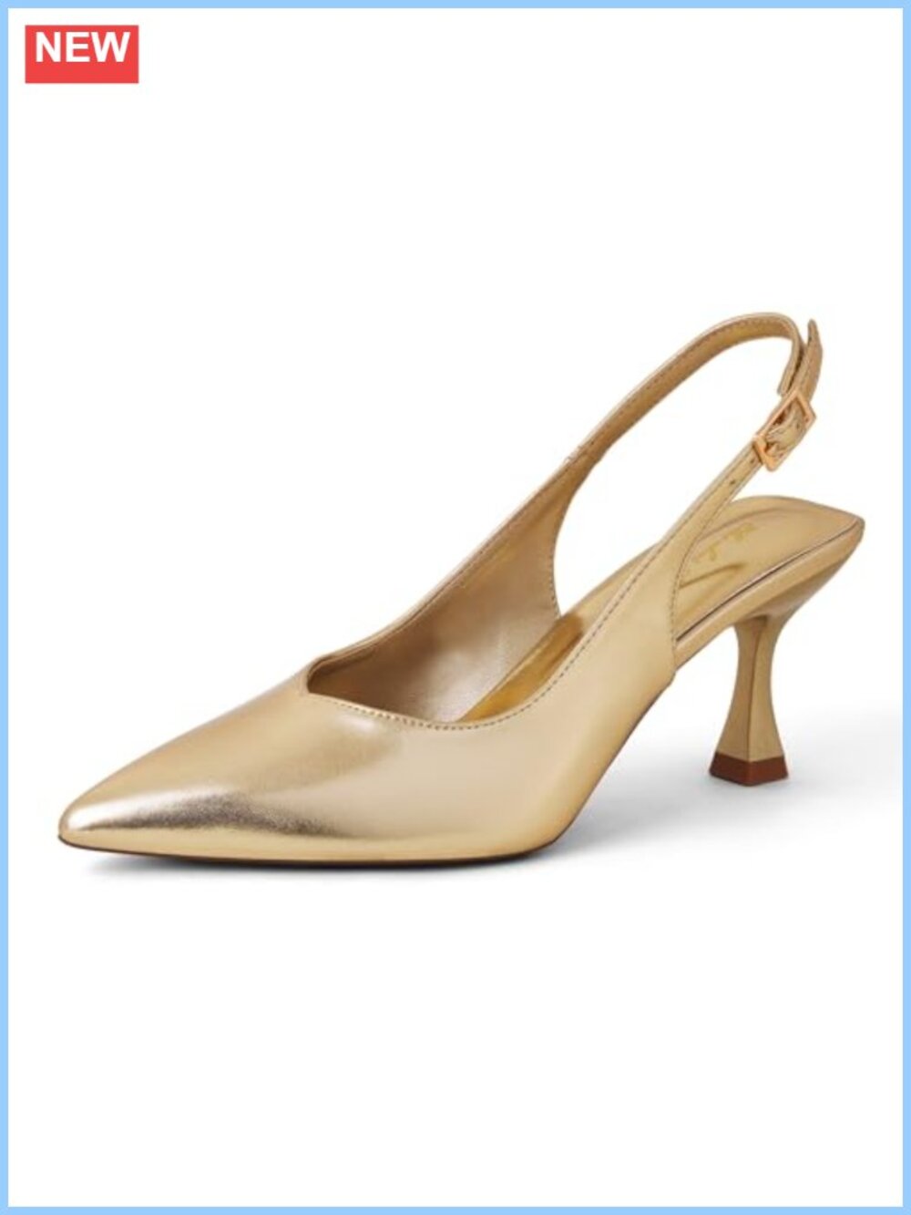 Kitten Heel Slingback Pumps Pointed Toe PU Leather Dress Shoes